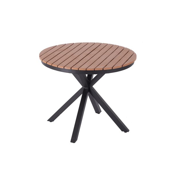 LAUKO STALAS MASTERJERO. JUODAS/AKACIJŲ. 100X100X74 CM.