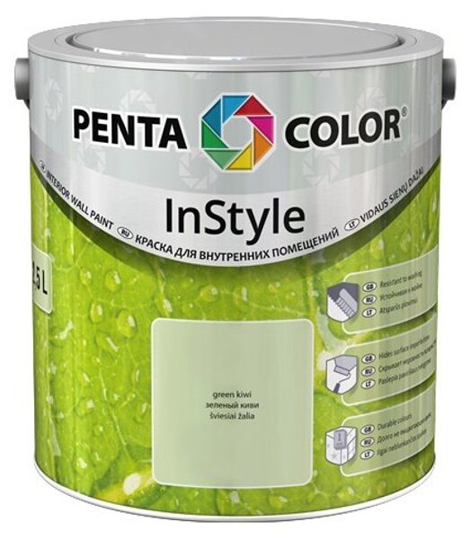 Emulsiniai dažai Pentacolor In Style, pastelinė salotų spalva, 2.5 l