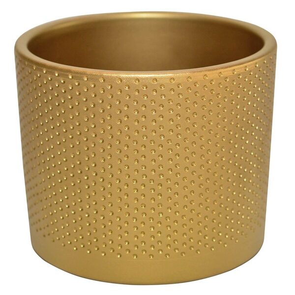 KERAMINIS VAZONAS DOMOLETTI WALEC KROPKI. Ø11 CM. AUKSINIS