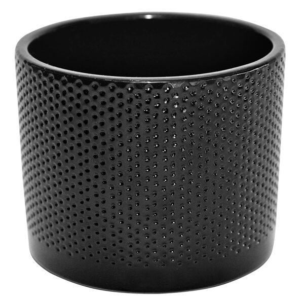 KERAM. VAZONAS DOMOLETTI WALEC KROPKI. Ø15 CM. BLIZG. JUODAS