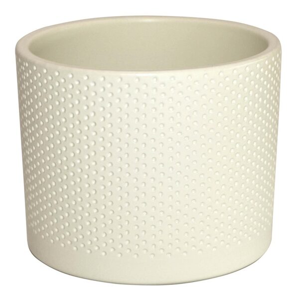 KERAM. VAZONAS DOMOLETTI WALEC KROPKI. Ø19 CM. VANILINĖ SP.