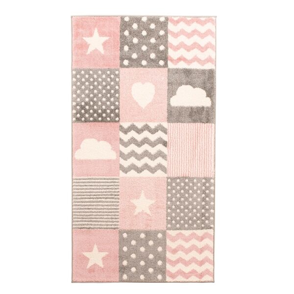 KILIMAS DOMOLETTI KIDS. 150×80 CM. ROŽINIS. PILKAS