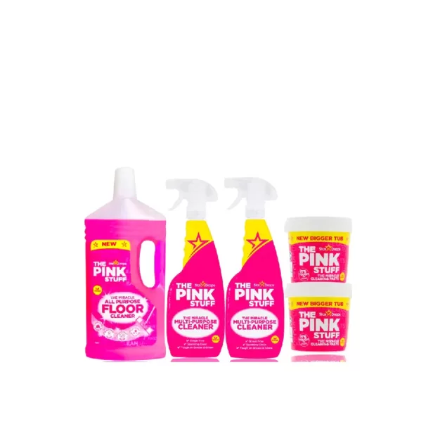 The Pink Stuff – svetainės rinkinys, kuriame yra grindų valiklis, universalus valiklis, stebuklinga pasta